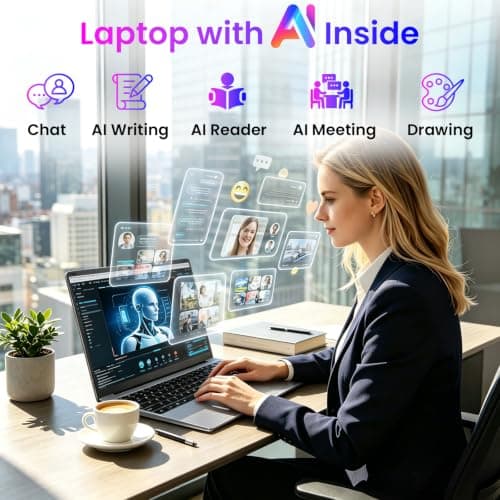 BTDD 15.6" FHD Laptops with AI Assistant Included, Quad-Core Processor(Beat Celeron 5205U), 1 Year Office 365, 6GB RAM 128GB SSD, 180°Viewing, USB-C, 1920x1080, 53.2Wh, for Business and Student — view 3