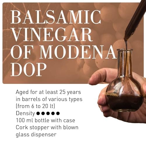 La Secchia - "Extra Vecchio", Traditional Aged Balsamic Vinegar of Modena DOP, minimum 25 Years Old, 100 ml Bottle of Italian Balsamic Vinegar Aged, With Gift Box and Blown Glass Dispenser — view 3
