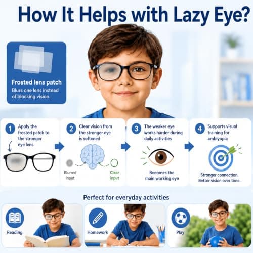 5 Pack Translucent Frosted Eye Patch for Glasses, Reusable Vision Patches for Lazy Eye, Amblyopia, Strabismus, Recovery Support — view 5
