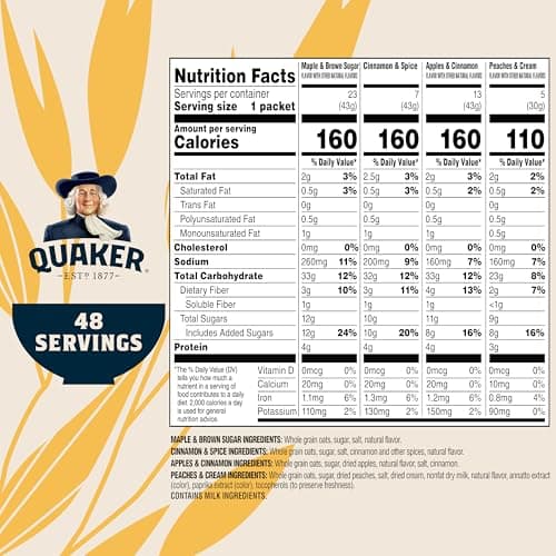 Quaker Instant Oatmeal, 4 Flavor Variety Pack, Individual Packets, 48 Count — view 4