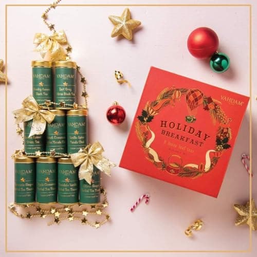 VAHDAM, Holiday Breakfast - Christmas Tea Gift Sets (90+ Cups) 9 Loose Leaf Tea - Luxury Gift Box | ChristmasTea Gifts 2025 Ideas | Christmas Gifts For Women, Men & Adults I Holiday Tea Gift Box — view 4
