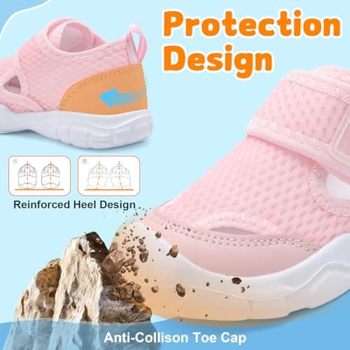 JOINFREE Wide Toe Box Toddler Shoes Barefoot Water Sandals with Quick-Dry Mesh and Anti-Collision Toe for Summer Outdoor Play Pink Size 5.5 — view 5