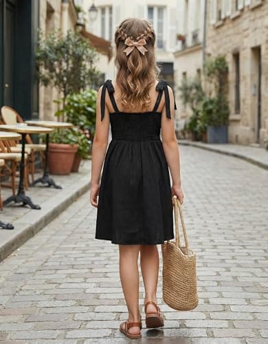 Arshiner Black Dresses for Tween Girls Summer Prom School Church Casual Sleeveless Midi Dress for 11-12Y — view 2