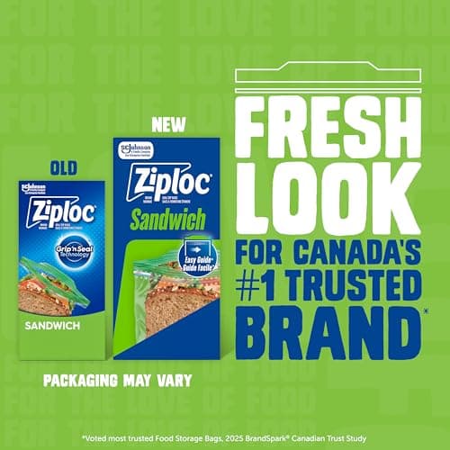 Ziploc Sandwich Bags for On-the-Go Freshness, Grip 'n Seal Technology for Easier Grip, Open and Close, 90 Count