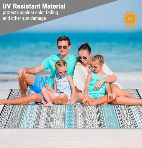 Garvee Boho Outdoor Rug 8x10, Waterproof Plastic Straw Rug, Portable Colorful Patio Carpet for Camping, Reversible Camping Mat for Balcony, Braided Indoor Outdoor Rugs for Picnic Deck RV Porch — view 4