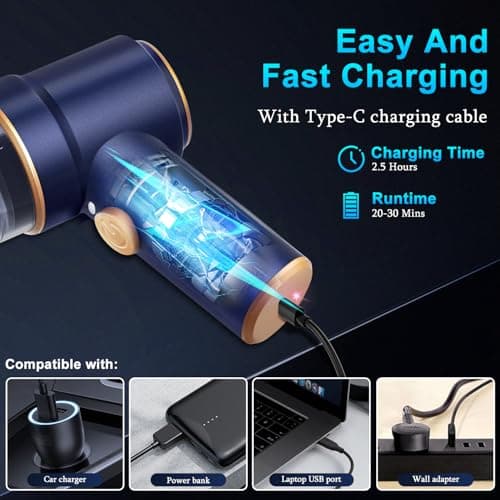 KMM Handheld Car Vacuum Cleaner, 9000Pa Vacuum Cleaner and Air Duster, 120W High Power Hand Held Vacuum with LED Light and Multi-Nozzles for Car, Home, Office, Pet — view 3