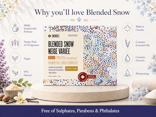 Snowies Bar Soap | Pack of 6 | Made in Canada | Mix Pack | 97% Natural, Essential Oils, Moisturizing, Glycerin, Vegan | For Men & Women | Blended Snow - 3 Scents (450 g, 75g x 6 bars) — view 3