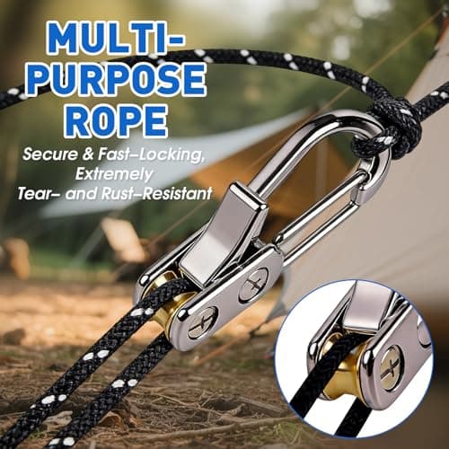 Nylon Rope Rollers 6 Pack, Tension Rope Ratchet Tightening Tool for Securing Tent Items, Cotton Rapid Ropes for Camping Accessories — view 3
