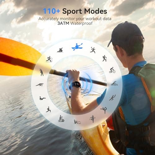 Smart Watch for Men Women, Answer/Make Call, 1.32'' AMOLED Screen Fitness Tracker with Heart Rate/Sleep/SpO2 Monitor, Smartwatch for iPhone/Samsung/Android, 110 Sport Mode, 3ATM Waterproof(Black) — view 5