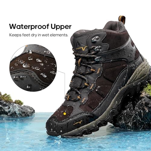 NORTIV 8 Men's Waterproof Hiking Boots Outdoor Backpacking Mountaineering Shoes,Size 11,Brown,JS19004M — view 6