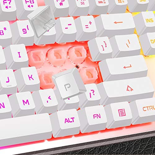 Gaming Keyboard and Mouse Combo, MageGee K1 RGB LED Backlit Keyboard with Transparent Cover, 104 Keys Computer Gaming Keyboard and 7 Colors LED Gaming Mouse for PC/Laptop(White) — view 3