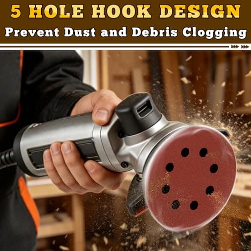 Jiomrzo 5 Inch Hook and Loop Sanding Discs, 50 Pack 8 Hole, 9 Mixed Grits — view 4