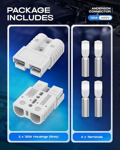furwishlisting Anderson Connector 120A 600V Battery Quick Connect/Disconnect for 2-4 AWG Cables, Anderson Plug for Winch, Trailer, RV, Forklift (Gray, 2 PCS) — view 8