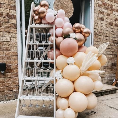 PartyWoo Nude Balloons 100pcs 5 Inch Apricot Boho Fall Neutral Latex Helium Balloons for Graduation Wedding Anniversary Birthday Boy Baby Shower Woodland Boho Theme Party Decorations Brown-F05 — view 6