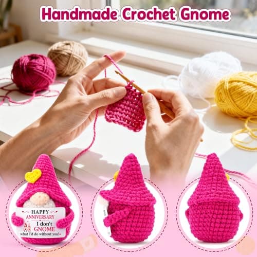 XgiftCreat Gifts for Anniversary Women Men - Funny Crochet Anniversary Gnome Gift for Couples Husband Wife Him Her Boyfriend Girlfriend Parents Wedding Marriage Romantic Gifts, Happy Anniversary — view 2