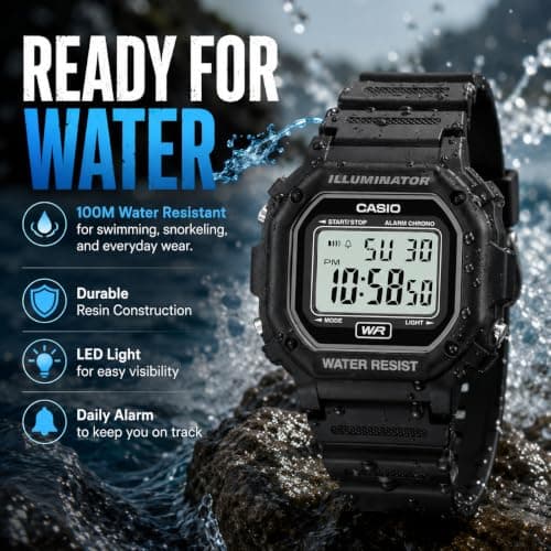 Casio Men's F108WH Illuminator Collection Black Resin Strap Digital Watch — view 4