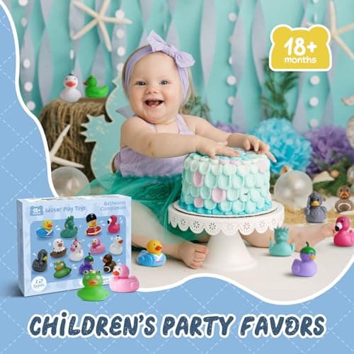 12 Rubber Ducks Bath Toys for Toddlers, Hole-Free Bathtub Toys & Baby Pool Toys, from 18 Months for Girls and Boys — view 5
