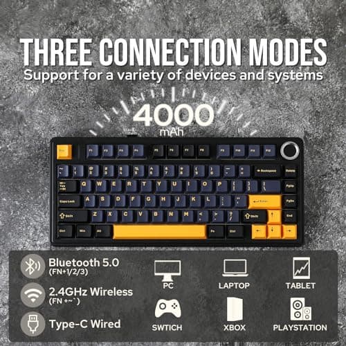 EPOMAKER x Aula F75 Gasket Mechanical Keyboard, 75% Wireless Hot Swappable Gaming Keyboard with Five-Layer Padding&Knob, BT/2.4GHz/USB-C, RGB (Black, LEOBOG Reaper Switch) — view 2