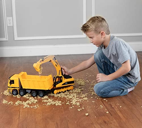 Toy To Enjoy Construction Toys - Excavator & Dump Truck Toy for Kids (Set of 2) – Moveable Claw & Lifting Back – Garbage Truck & Bulldozer Digger – Construction Vehicles for Boys & Kids — view 5