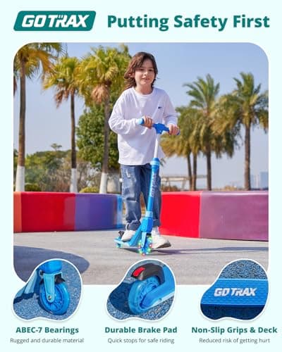 Gotrax K03 Kick Scooter for Kids, 5" LED Lighted Wheels and Adjustable Handlebars, Lightweight Design and Anti-Slip Deck, Max Load 110 Lbs, Kids Scooter for Boys & Girls Ages 3+, Blue — view 3