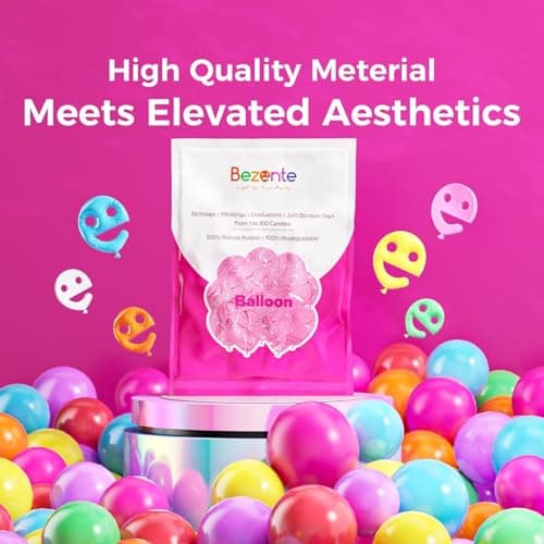 Bezente Assorted Rainbow Latex Balloons, 100 Pack 12 inch Round Helium Bright Color Balloons for Birthday Bridal Shower Wedding Party Decorations — view 5