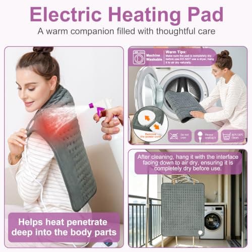 Heating Pad,Heated Blanket,Heating Pad for Back Neck,DimGray,24x20 Inch — view 3