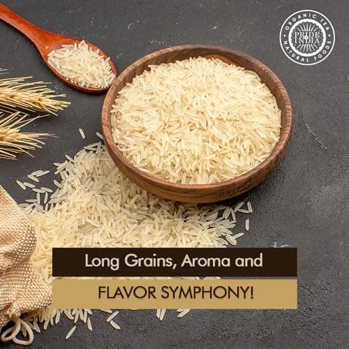 Pride Of India - Extra Long Indian Golden Basmati Rice -1.5 lbs (680 gm) Jar - Healthier, Firmer & Non-Sticky Parboiled Sella Grain - Enriched with Iron & Fiber - Low Glycemic Value -To make Dill rice — view 2
