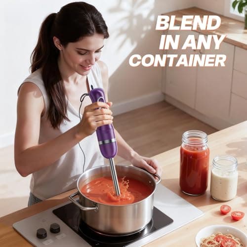 Turelar Immersion Blender Handheld, Corded Electric Blenders Portable Stick Mixer with 2 Mixing Speed and Stainless Steel Blades Emulsifier for Effortless Blending Soup, Smoothies, Puree or Baby Food — view 4