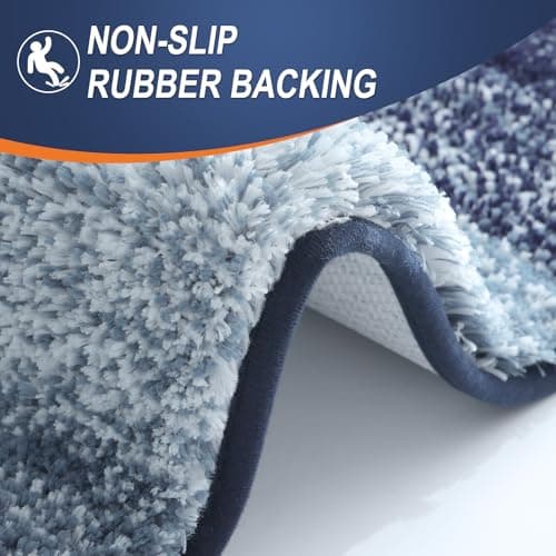OLANLY Small Bathroom Rugs Mat 24x16, Extra Soft Absorbent Microfiber Bath Rugs, Rubber Backing, Quick Dry, Washable Bath Mats for Bathroom Floor, Tub and Shower, Home Decor Accessories, Airy Blue — view 4