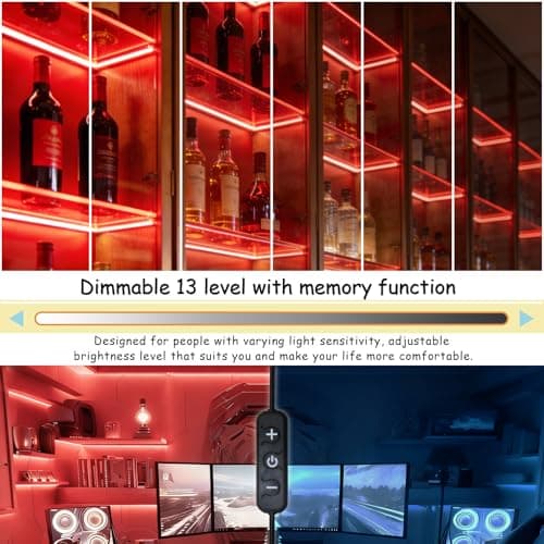 Aalnfe 20 FT Red Led Lights Strip for Bedroom Home Party Office Rope Lights Tape Light Easy DIY Cuttable Strip Lights for Baby Room Bathroom Living Room Ceiling Wall Vanity Mirror — view 2