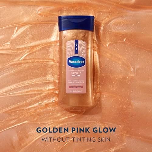 Vaseline Glazed and Glisten Sunlit Glow Body Gel Oil Vanilla Cocoa Shimmering with Ultra-Hydrating Lipids and 100% Pure Cocoa Butter, 6.8 Oz — view 2