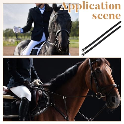 BENECREAT 2PCS 16.14inch Leather Spur Straps, Stirrup Leathers for English Saddles, Adjustable Horse Spurs with Metal Buckles for Equestrian Sports and Daily Training — view 4