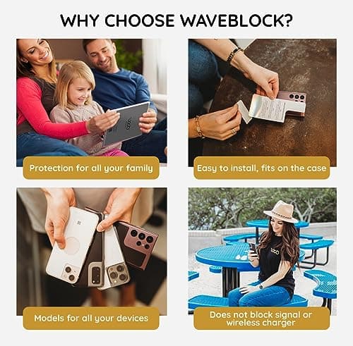 WAVEBLOCK EMF Blocker for Cell Phone - Made for iPhone 17e - The Only Patented, Real Scientifically Backed, Lab-Tested 5G-Shield Sticker to Protect You & Your Loved Ones - USA Made White — view 4