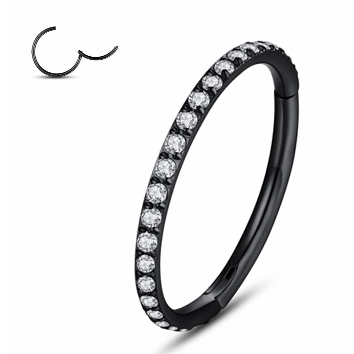 Yrogcu 20G 18G 16G 14G Single/Double Hoop Stainless-Steel Seamless-Hinged-Piercing Segment-Clicker Nose-Ring-Hoop : Diameter 6mm 8mm 10mm 12mm Cartilage Earrings — view 40