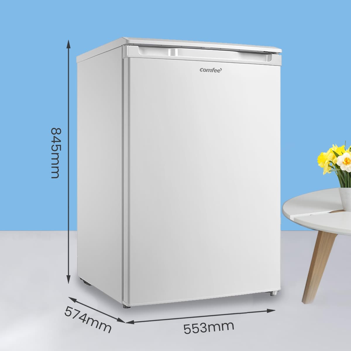 COMFEE' RCU83WH3EU(E) Congelador vertical independiente 88 Litros, 3 cajones, Congelador de gran capacidad, Termostato ajustable, Puerta reversible, Blanco — view 2