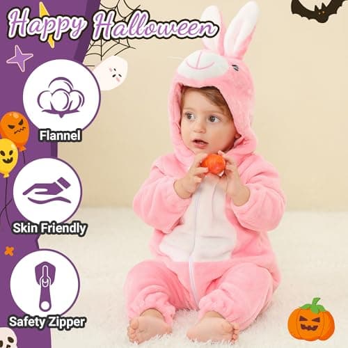 MICHLEY Baby Romper Flannel Jumpsuit for 30-36 Months, Cosplay Outfits Pink
