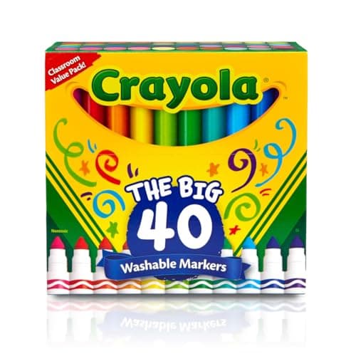 Crayola Ultra Clean Washable Markers (40ct), Teacher School Supplies for Kids, Broad Line Colored Markers, Art Marker Set, Ages 3+