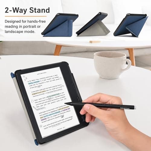 Tenano Case for 7" Kobo Libra Colour (Model: N428, 2024 Release), Foldable Cover with Auto Sleep/Wake, Blue — view 3