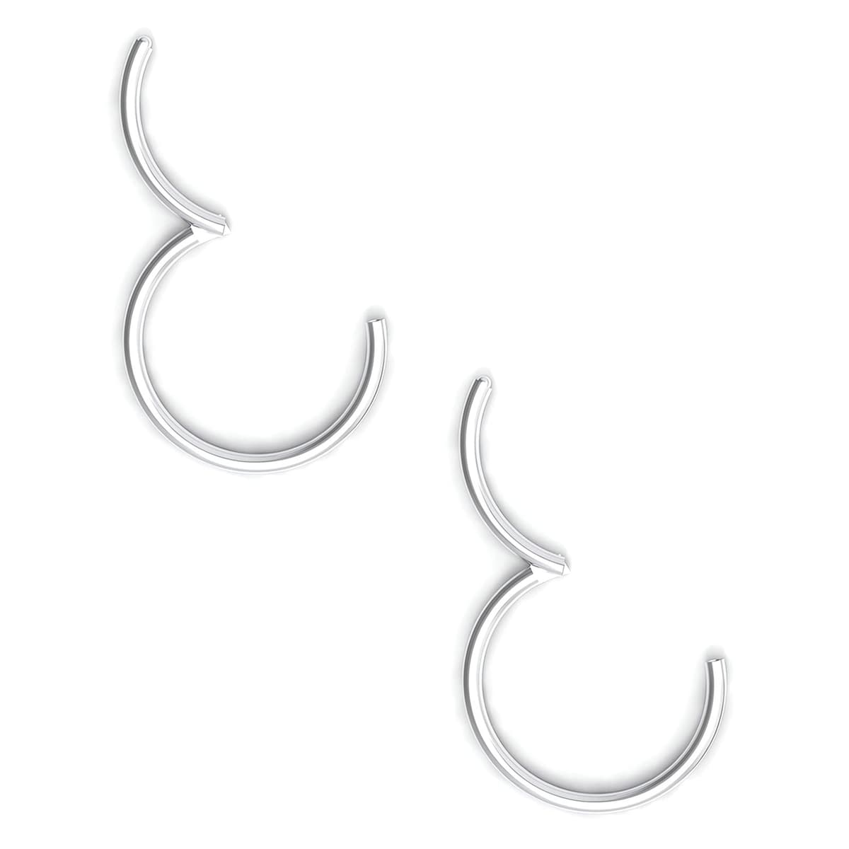 Body CAC 0.8mm/1.0mm/1.2mm/1.6mm/2.0mm/3.0mm/4.0mm/5.0mm/6.0mm Steel Hypoallergenic Clicker Hinged Nose Septum Ring Hoop with Colour Gold-Silver tone-Black-Rose gold — view 14