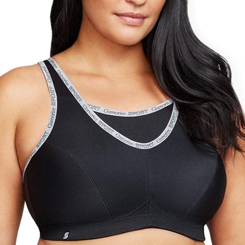 Glamorise Women's No-Bounce Camisole Sports Bra Wirefree #1066, Black, 36DD