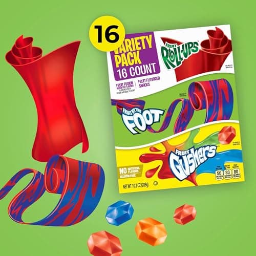 Fruit Roll-Ups, Fruit by the Foot and Gushers Fruit Flavored Snacks Variety Pack, Gluten Free, 16 Pouches, 10.2 oz — view 4