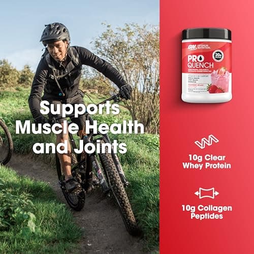 Optimum Nutrition Pro Quench Clear Whey Protein Powder | 20g Protein with Whey Isolate, Collagen & Electrolytes | Clear Isolate Protein Hydration Drink, Sugar Free, Naturally Flavoured | 20 Servings, 520g (Strawberry Splash) — view 4
