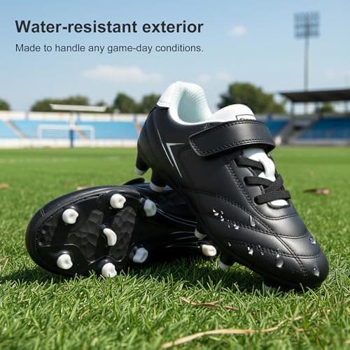 STELLE Kids Soccer Cleats Boys Girls Firm Ground Athletic Outdoor Football Soccer Shoes for Little/Big Kid(GCL005-Black,3ML) — view 7