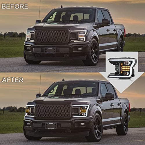 VLAND LED Headlights Assembly Fit for 2018 2019 2020 Ford F150(Not Fit For Raptor), Full LED Headlamp with DRL Turn Signal, Plug-and-Play, Clear — view 3