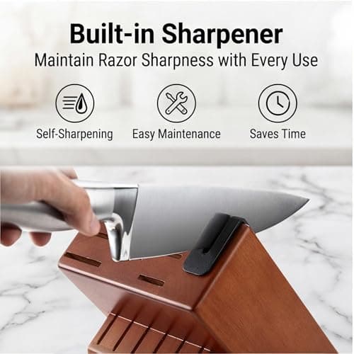 McCook® Knife Sets, German Stainless Steel Kitchen Knife Block Sets with Built-in Sharpener, 15 Piece Chef Knife and More, Razor Sharp, Restaurant Grade, Anti-Rust, Elegant Box for Gift — view 2