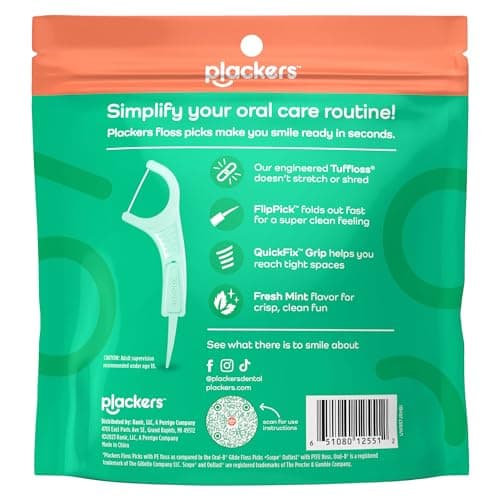 Plackers® Micro Line® Floss Picks - Intense Mint, Floss Fiber Made Without PTFE, 300 Count