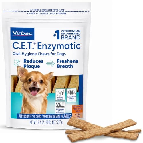 Virbac C.E.T.® Enzymatic Oral Hygiene Chews for Dogs, X Small - Plaque & Tartar Control - Single Layer Beefhide with Exclusive Dual-Enzyme System & Tasty Chicken Flavor - Easy to Give Dog Dental Chew