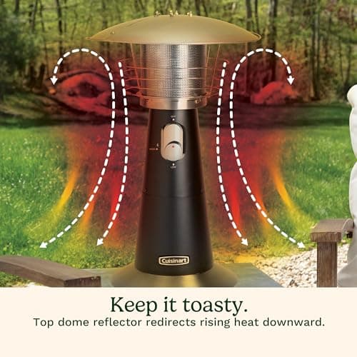 Cuisinart Portable Tabletop Patio Heater, 11,000 BTU Outdoor Propane Heater with Safety Tilt Switch and Adjustable Heat, Burner Screen Guard, 30 sq. Foot Heat Range, Black — view 3