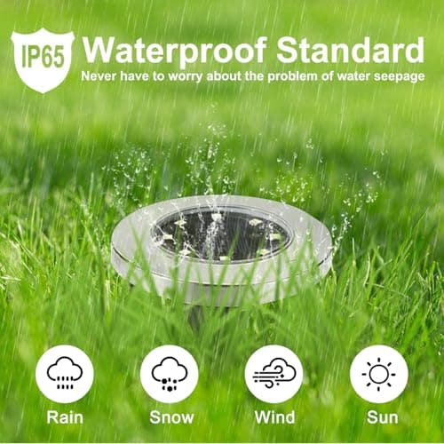 4.6 Inch Diameter Solar Ground Lights, Waterproof Solar Garden Lights, Outdoor Garden Waterproof Bright in-Ground Light, Landscape Lighting for Pathway,Yard,Lawn,Patio,Walkway (12 Pack Warm Light) — view 2