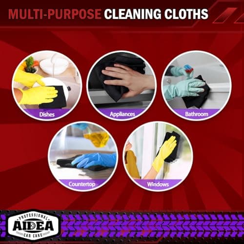 AIDEA Microfiber Cleaning Cloths Black-10PK, Microfiber Towels for Cars, Premium All-Purpose Car Cloths, Dusting Cloth Cleaning Rags, Absorbent Microfiber Cloth for SUVs, House, Kitchen, Window-12×12" — view 8